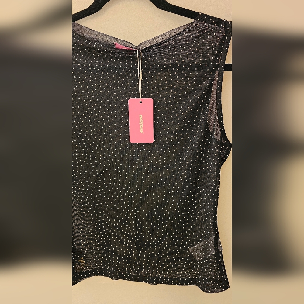Edited Rhinestone Sheer Mesh Top - Picture 3 of 10